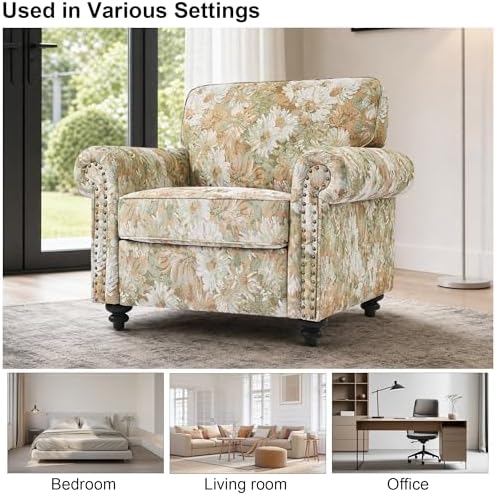 Folral Accent Chair, Comfy Reading Armchair - Image 5