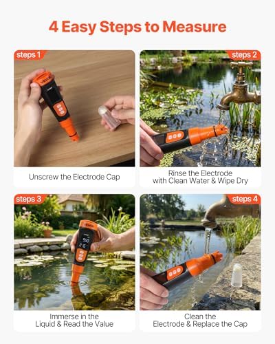 VEVOR pH Meter, 0-14 pH Range, IP68 Waterproof Probe, Pocket Tester Kit - Image 5