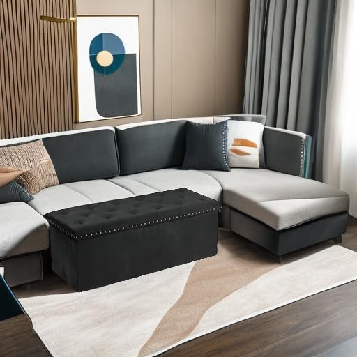 PINPLUS Folding Storage Ottoman Bench - Image 2