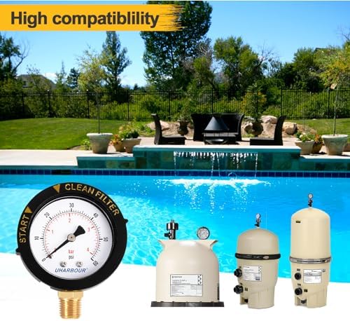 UHARBOUR Pool Filter Pressure Gauge 60psi 1/4" NPT Bottom Mount, Pool Pump - Image 2