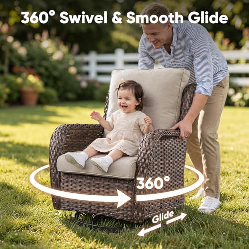Belord 4 Piece Patio Wicker Furniture Set, Outdoor Swivel Rocker Chairs - Image 3