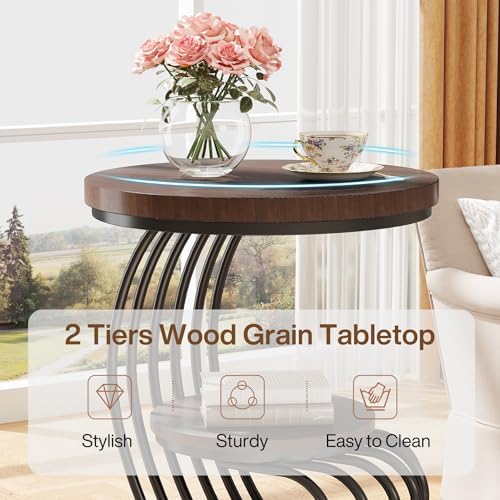 Tribesigns Round End Side Table: Side Table - Image 6