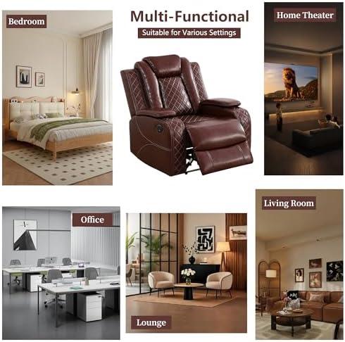 Power Recliner Sofa Set, Breathing Leather Reclining Couch Set, Leather - Image 6