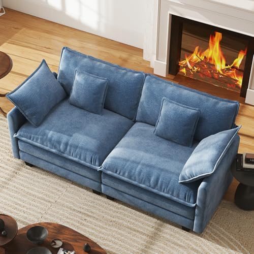 WorthFurni 77" Cloud Sofa Loveseat, Comfy Sectional Couch, 2-Seater Chenille by WorthFurni