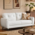 61'' White Faux Leather Loveseat, Small Tufted Couch by TYBOATLE