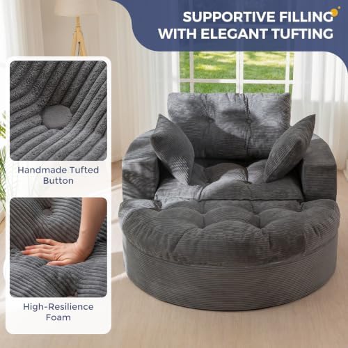 MAXYOYO Oversized Round Chaise Lounge Sofa, Boneless Chair - Image 6