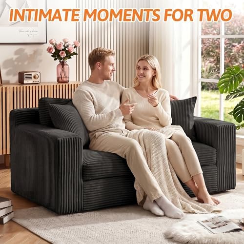 Erament Boneless Loveseat Sofa Couch, 2 in 1 Convertible Sofa Bed - Image 3