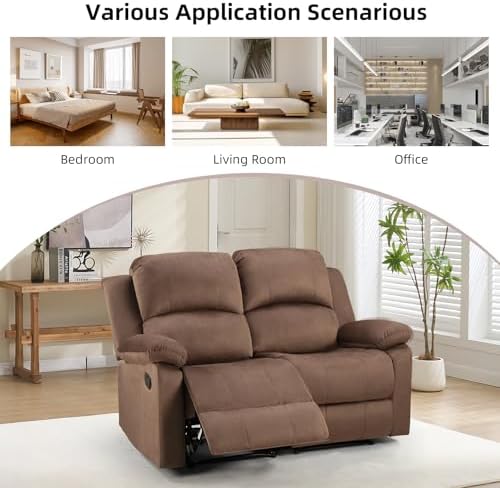 EBELLO Manual Loveseat Recliner Sofa, Soft Microfiber Reclining Couch - Image 6