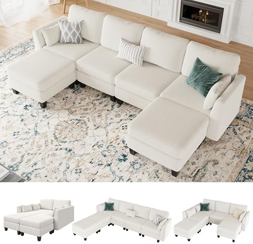 Mangodan Modular Sectional Sofa, 6 Seat Modular Sleeper Sofa Couch by Mangodan