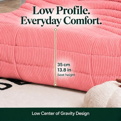 N&V Fireside Loveseat, Mid Century Armless Twin Size Floor Sofa, Soft Premium - Image 3