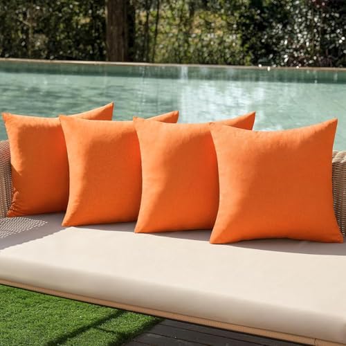 MIULEE Pack of 4 Decorative Outdoor Throw Pillow Covers Linen Waterproof Pillow by MIULEE