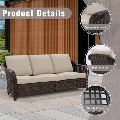 8 Piece Patio Wicker Conversation Set, All-Weather Use Outdoor Wicker Sofa - Image 3