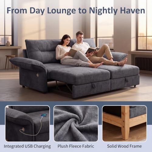 85" Convertible Queen Pull Out Sleeper Sofa Bed - Image 3