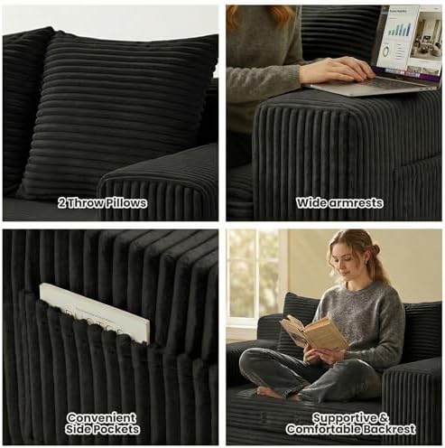 Boneless Loveseat Sofa Bed, Tri-Folding Convertible Futon Sleeper - Image 6