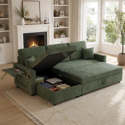 83" Sleeper Sectional Sofa, Comfy Convertible Sofa Bed - Image 2