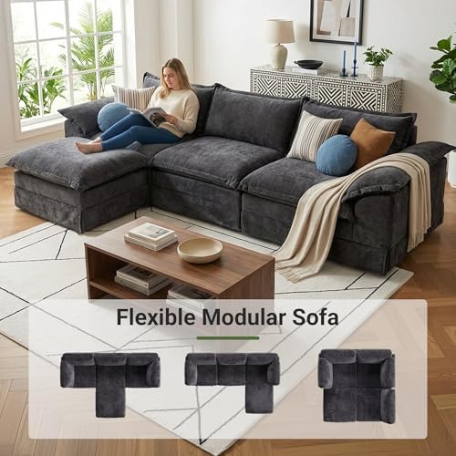 Claiks 123" Modular Boneless Couch, L Shaped Couch - Image 5