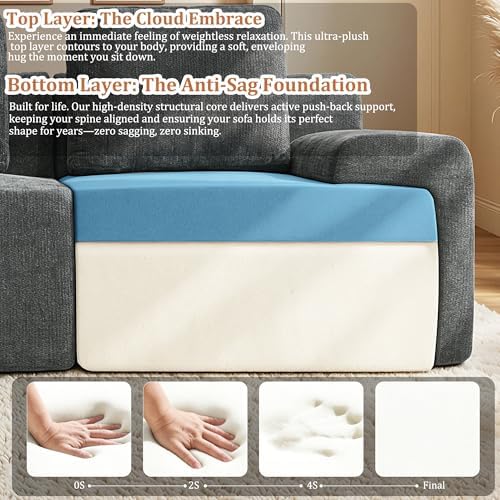 85" Oversized Boneless Couch, Comfort Cloud Sectional Couches - Image 6