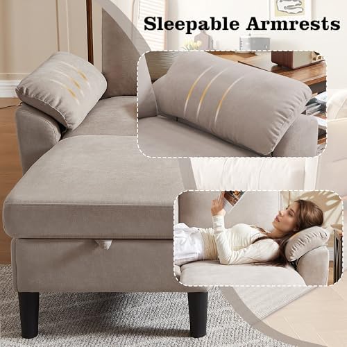 80" Sectional Sofa Couches, 3-Seater Reversible Couch - Image 4