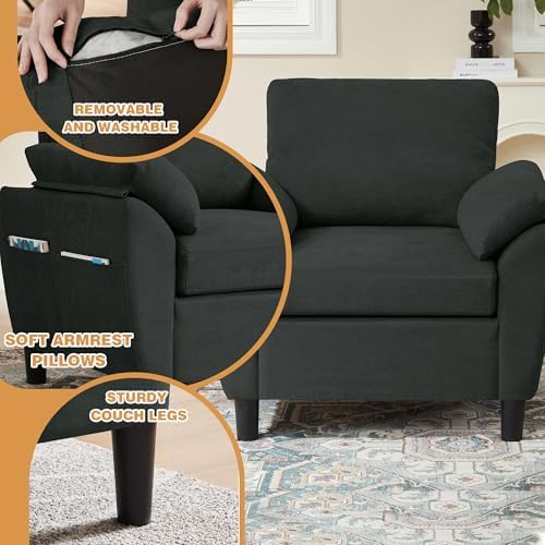4 Piece Convertible Sectional Sofa Set, Modern Linen Small L Shaped Couch - Image 6