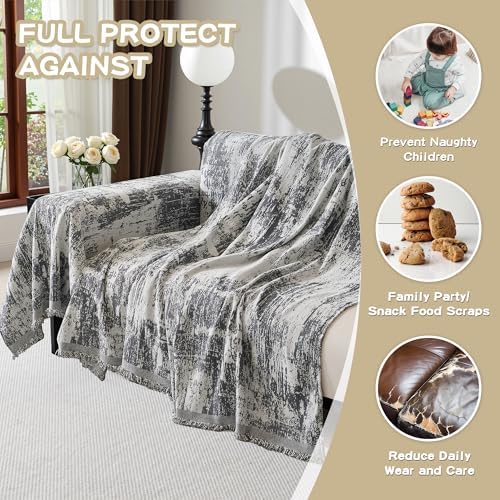 MEETSKY Couch Cover Sectional Sofa Covers Washable Chenille Geometric Abstract - Image 6
