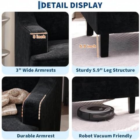 Garvee Black Comfy Accent Chair, Upholstered Armchair - Image 5