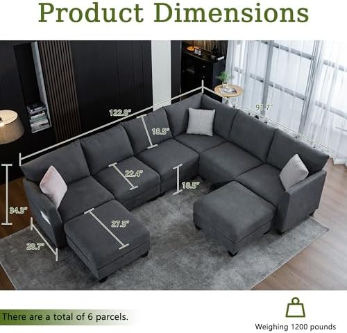 122.8" Large Sectional Couches for Living Room - Image 2