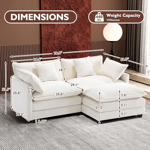 Ihanherry 77" L Shaped Modern Sofa Modular Sectional Cloud Couch - Image 2