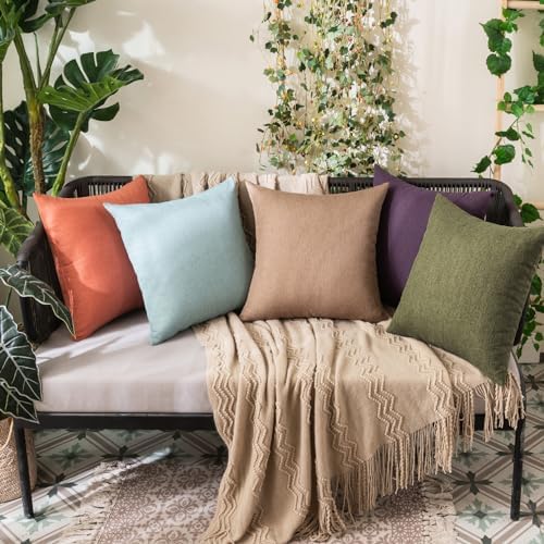 MIULEE Decorative Outdoor Pillow Covers Waterproof 16x16 Olive Green - Image 5