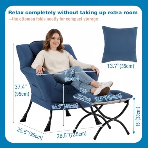 Lazy Chair with Ottoman, Comfy Reading Chair - Image 2