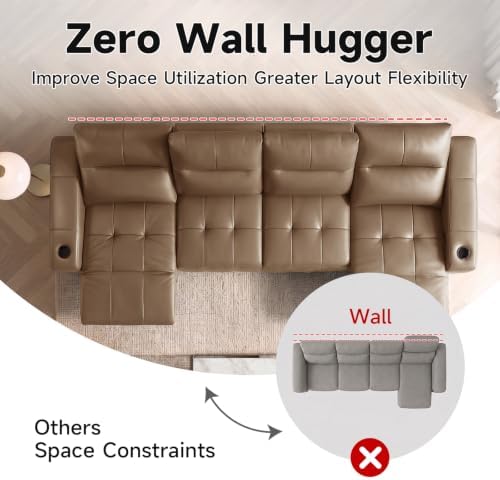 Power Recliner Sofa Genuine Leather Wall Hugger Recliners - Image 5