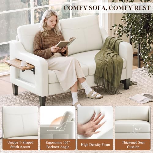 MALOL 51" Leather Loveseat Sofa - Image 3