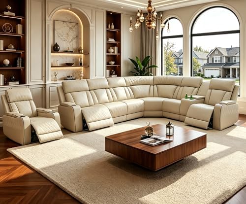 Leather Power Reclining Sectional Sofa Set, Sectional Couch by PonlivingFurniture