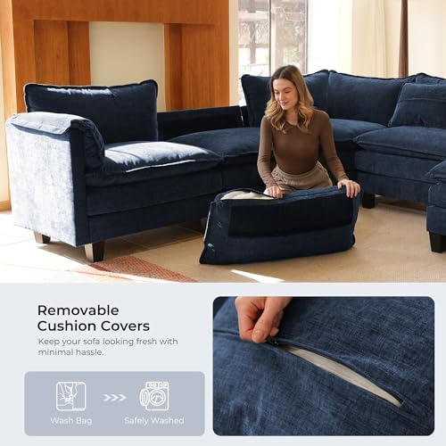 ELUCHANG 150" Oversized Modular Sectional Sofa, Comfy Chenille Cloud Couch - Image 6
