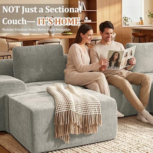 196" U Shaped Oversized Boneless Couch, Comfort Cloud Sectional Couches - Image 6