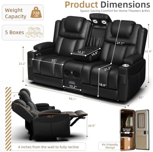 Power Loveseat Recliner Sofa, Home Theater Seating - Image 2