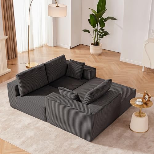 108" Boneless Couch with Chaise, Cloud Sectional Modular Sofa - Image 6