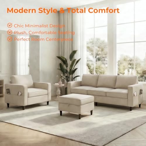 ijuicy 2PCS Sectional Sofa Set, 4 Seat Couch Set, 3 Seat Couch - Image 3