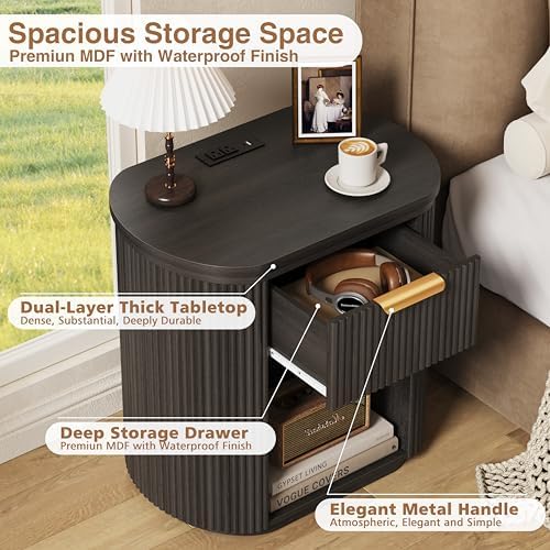 Fluted Round Nightstands Set of 2 - Image 5