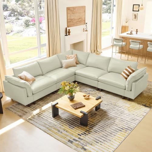 CHITA 118" Leather Super Large Sectional Couches by Unknown