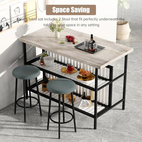 AWQM Kitchen Island with Seating & Storage, Bar Table and Chair Set - Image 2