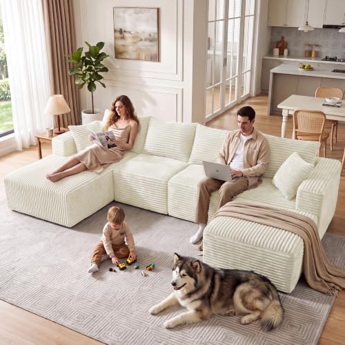 118" U Shaped Boneless Couches for Living Room, Modular Sectional Sofa - Image 3