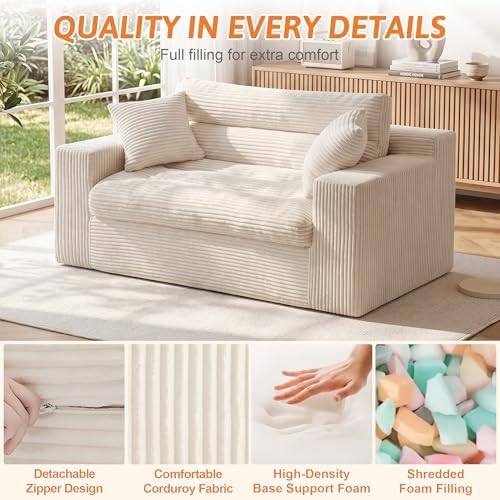 Erament Boneless Loveseat Sofa Couch, 2 in 1 Convertible Sofa Bed - Image 4