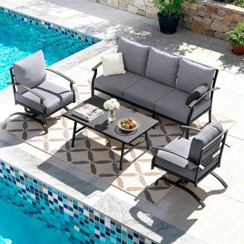 Kullavik 2 Piece Metal Outdoor Patio Furniture Set, Outdoor Sectional Sofa - Image 6