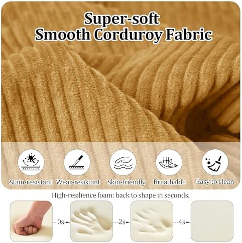 Convertible Compressed Corduroy Folding Cloud Sofa Bed, Modern Boneless Pull - Image 5