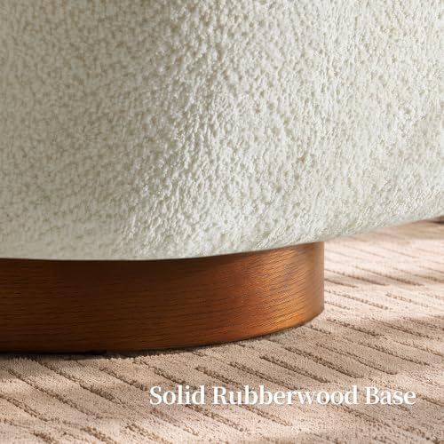 Swivel Accent Chair, Wood Frame, Sherpa Upholstery - Image 6