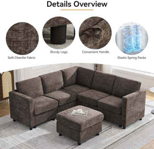 81'' V Shaped Modular Sofa, Storage Sectional Couch - Image 4