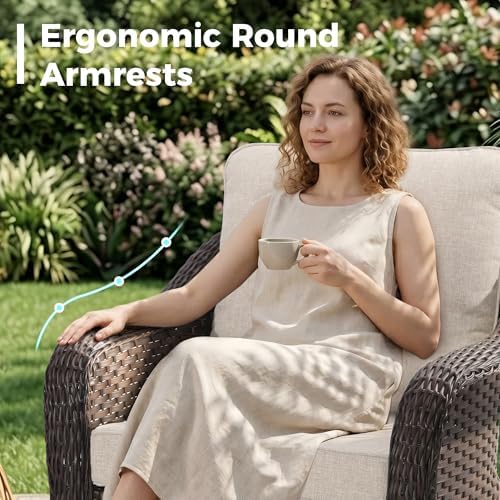 Outdoor Wicker Swivel Chair Set of 2, All-Weather Use Patio Rattan Chair - Image 6