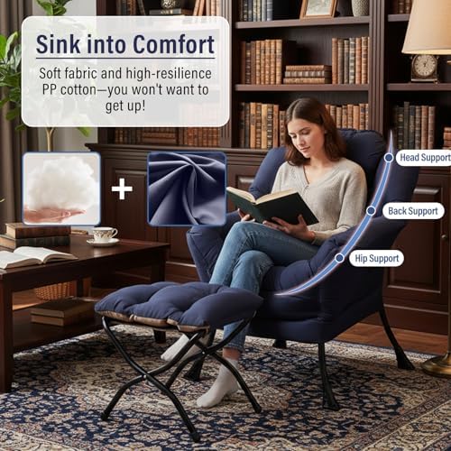 Furlide Lazy Chair with Ottoman, Soft Comfy Chair - Image 4