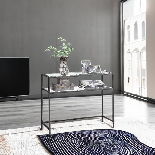 VASAGLE 39.4 Inchs Console Sofa Table, Tempered Glass, 2 Shelves - Image 6