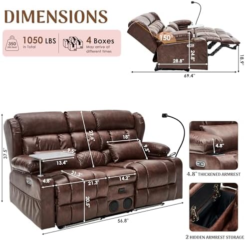 Redlife Power Loveseat Recliner Sofa - Image 2